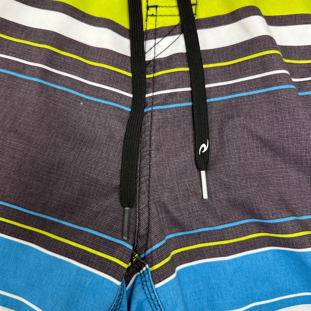 Rip Curl Swim Trunks Striped Board Shorts‎ Drawstring Pocket Surf Size 32